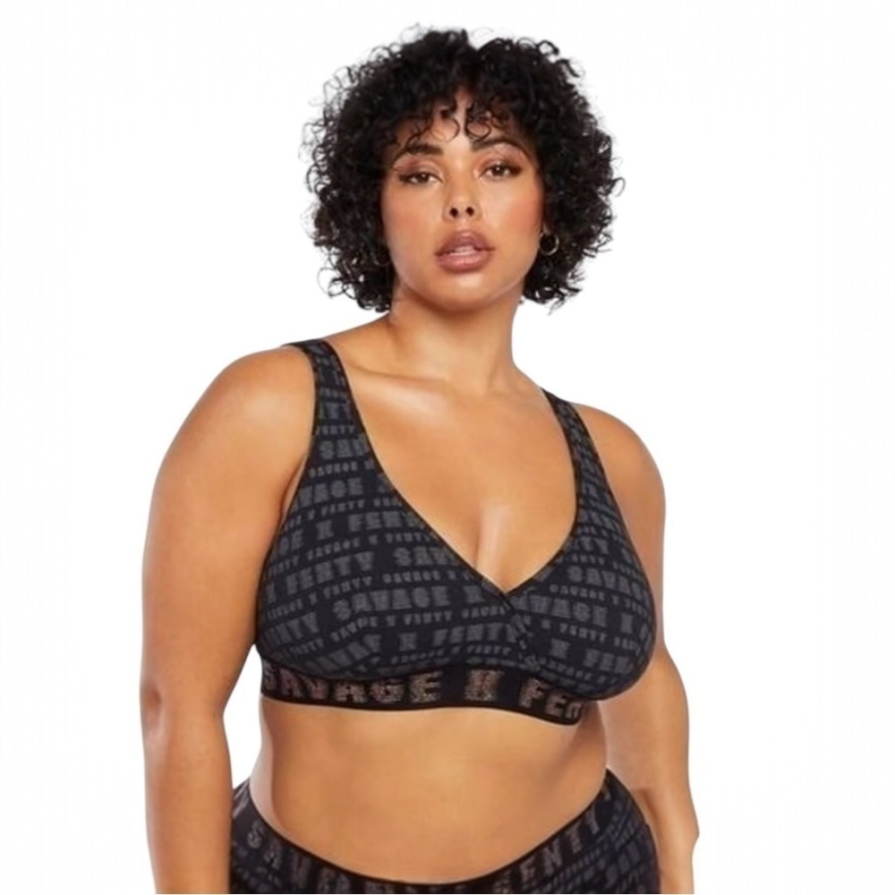 Savage X Fenty Forever Savage Logo Bralette Size 3X- Black and Gold